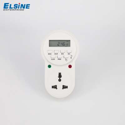 24h weekly digital electrical programmable universal timer switch socket IP20 American/British/European standard