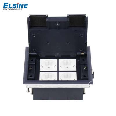 Raised under floor system waterproof electrical outlet service floor box 8 module 45*45mm can install 4*EU socket